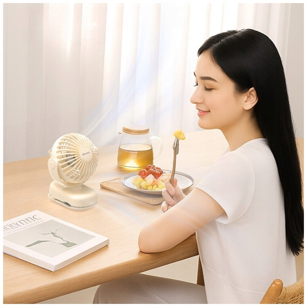 Mini Desk Windmill AWEI F45 with Clip 1200mAh white Dominant color white