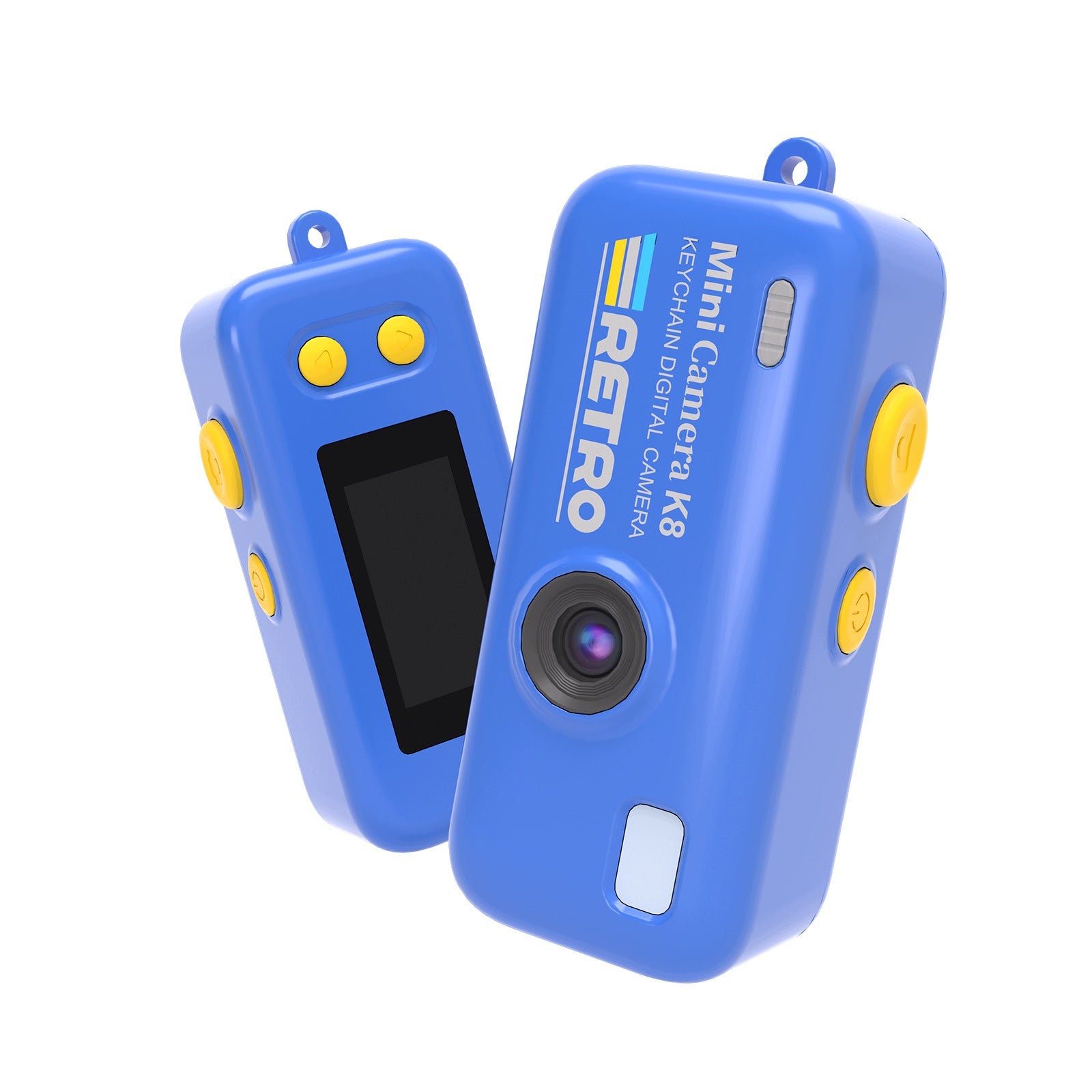 Mini Digital Camera Retro K8 HD Camera Keychain Vlogging Photo Video Blue