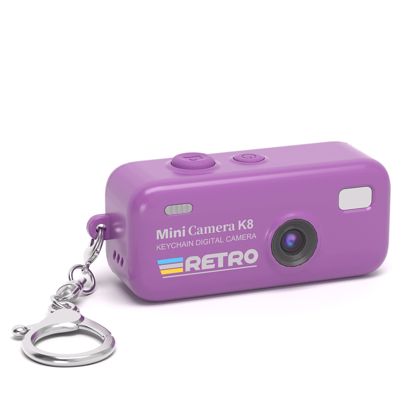Mini Digital Camera Retro K8 HD Camera Keychain Vlogging Photo Video Purple Manufacturer code PDD