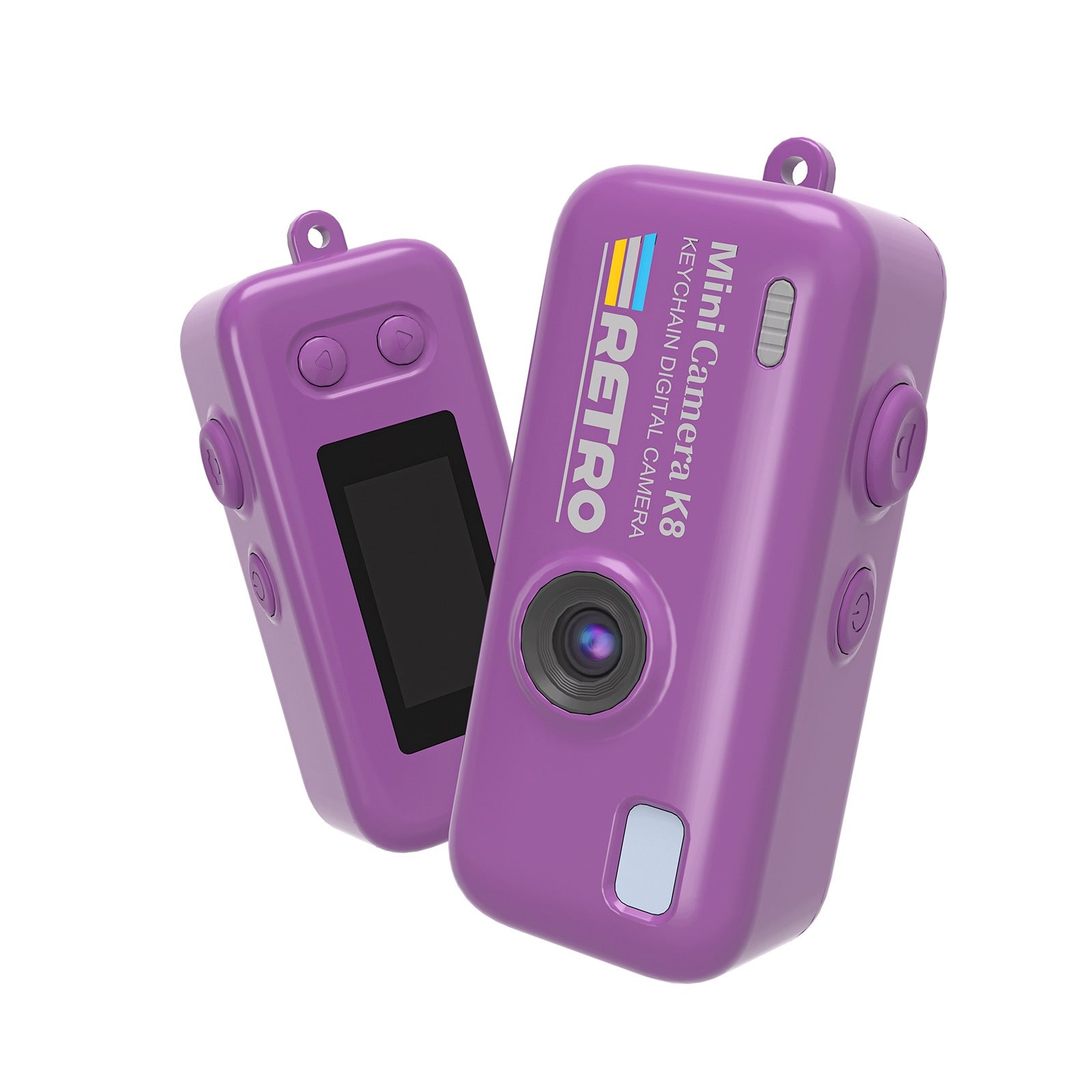 Mini Digital Camera Retro K8 HD Camera Keychain Vlogging Photo Video Purple