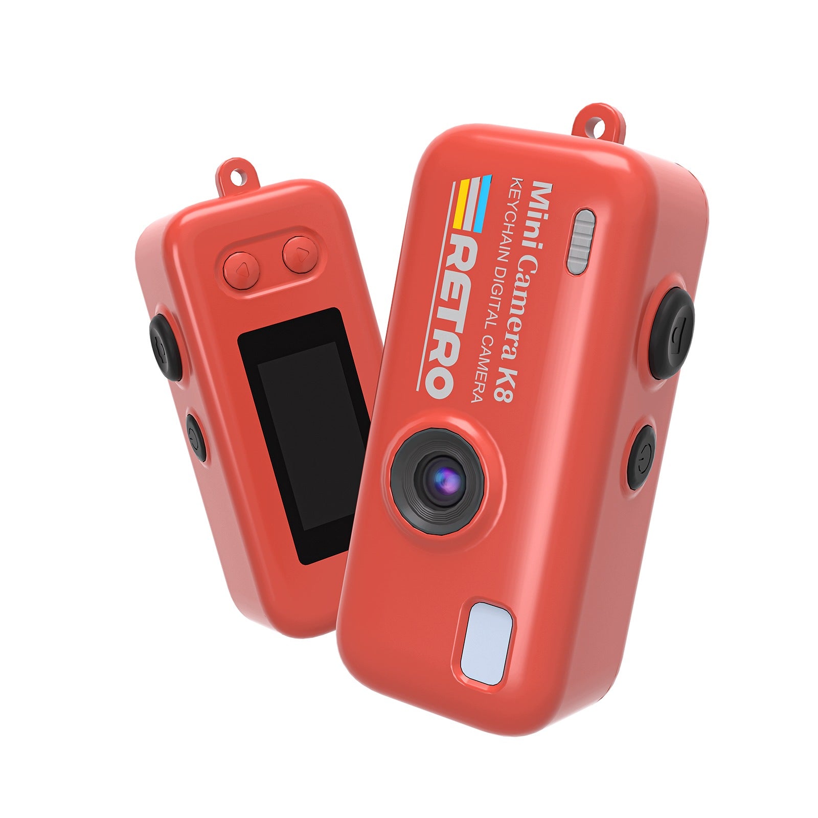 Mini Digital Camera Retro K8 HD Camera Keychain Vlogging Photo Video Red