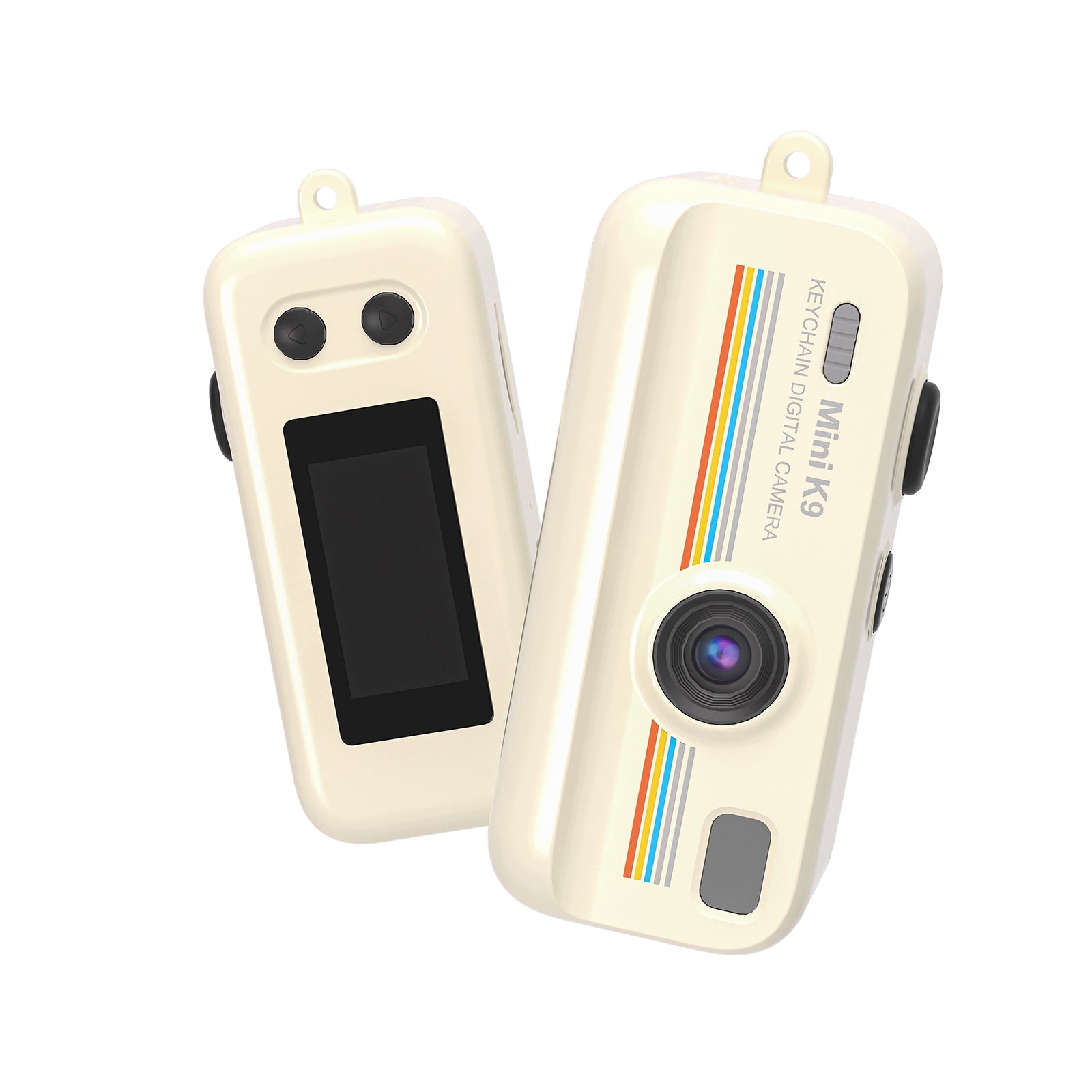 Mini Digital Camera Retro K9 HD Camera Vlogging Keychain Photo Video Beige
