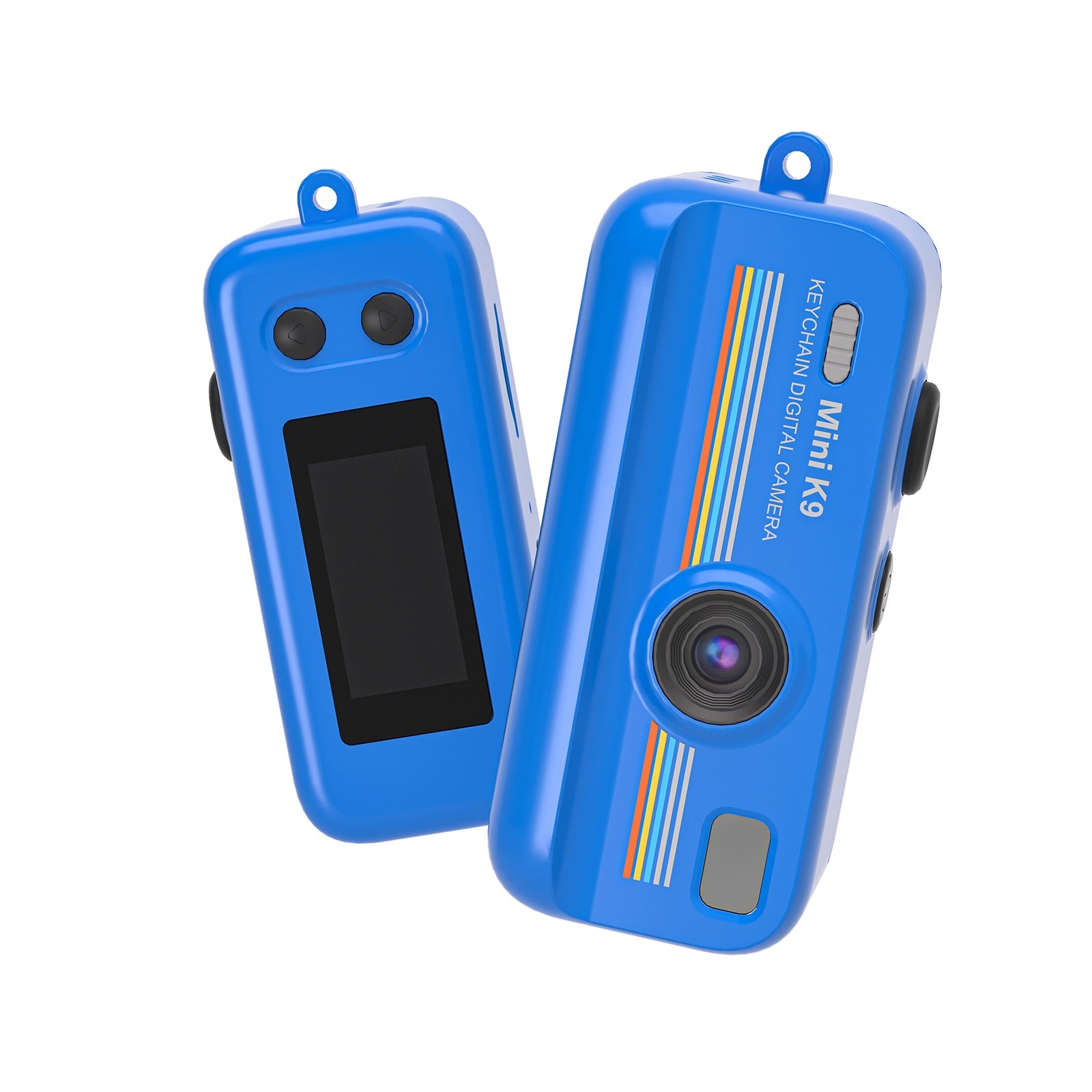 Mini Digital Camera Retro K9 HD Camera Vlogging Keychain Photo Video Blue