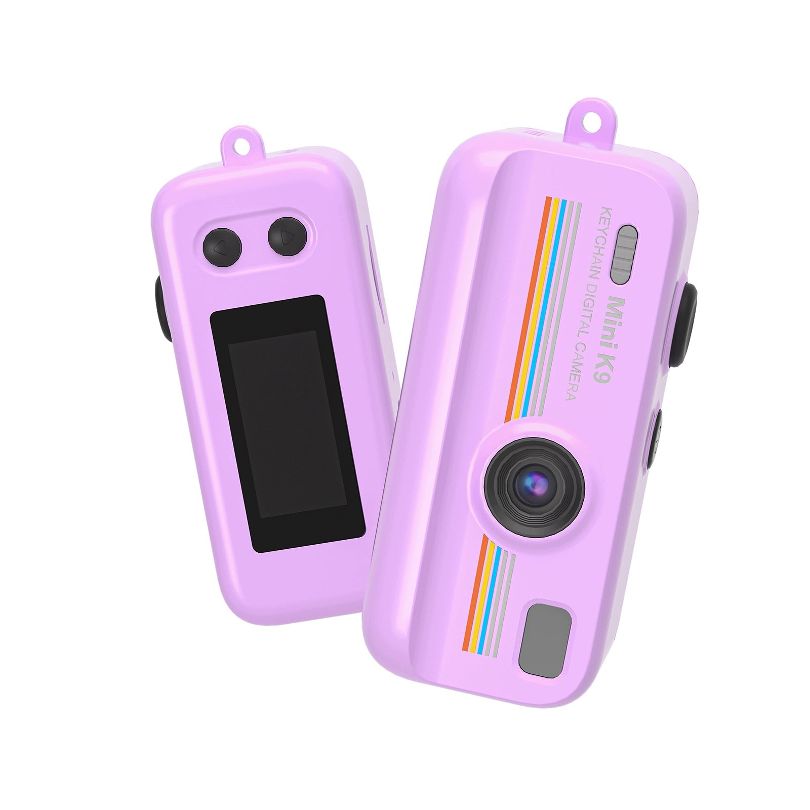 Mini Digital Camera Retro K9 HD Camera Vlogging Keychain Photo Video Purple