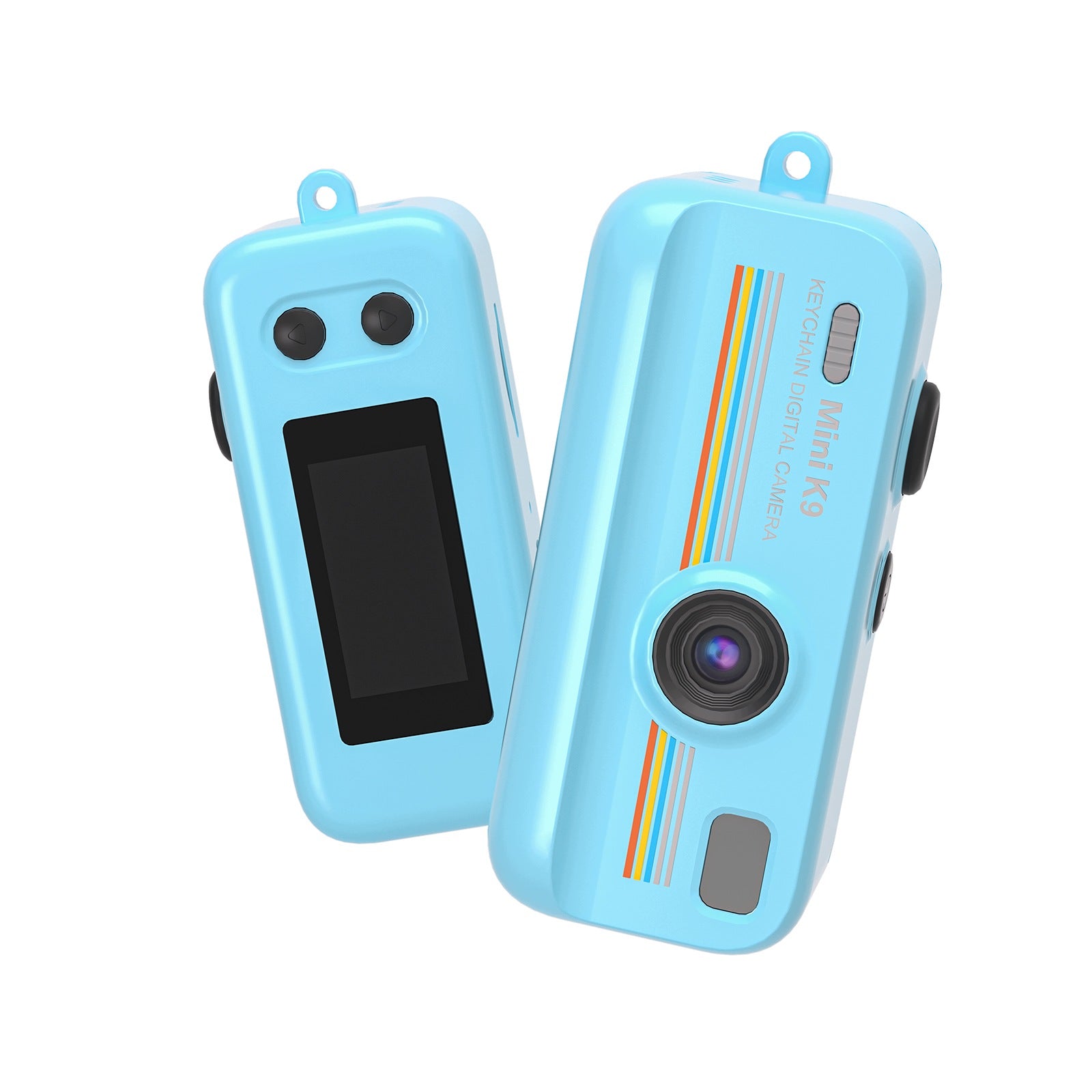 Mini Digital Camera Retro K9 HD Camera Vlogging Keychain Photo Video Turquoise