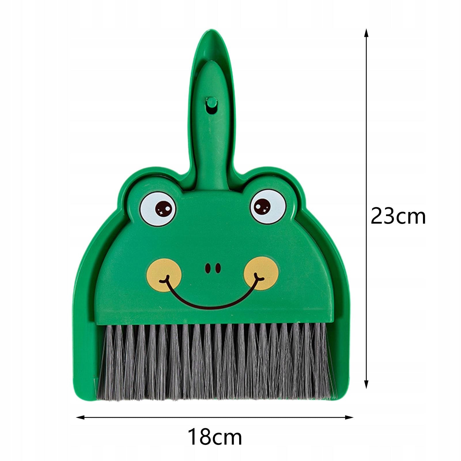 Mini Dustpan And Brush Set with Compact Cleaning Brush Small green frog Packaging status original
