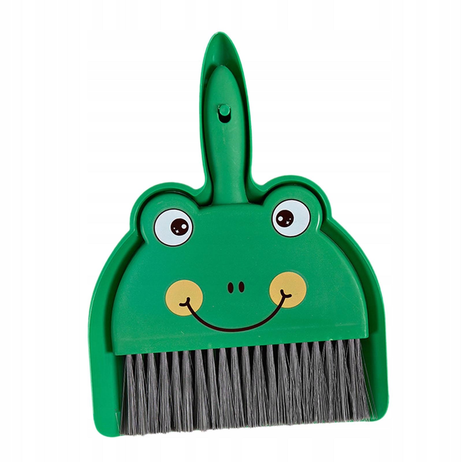 Mini Dustpan And Brush Set with Compact Cleaning Brush Small green frog