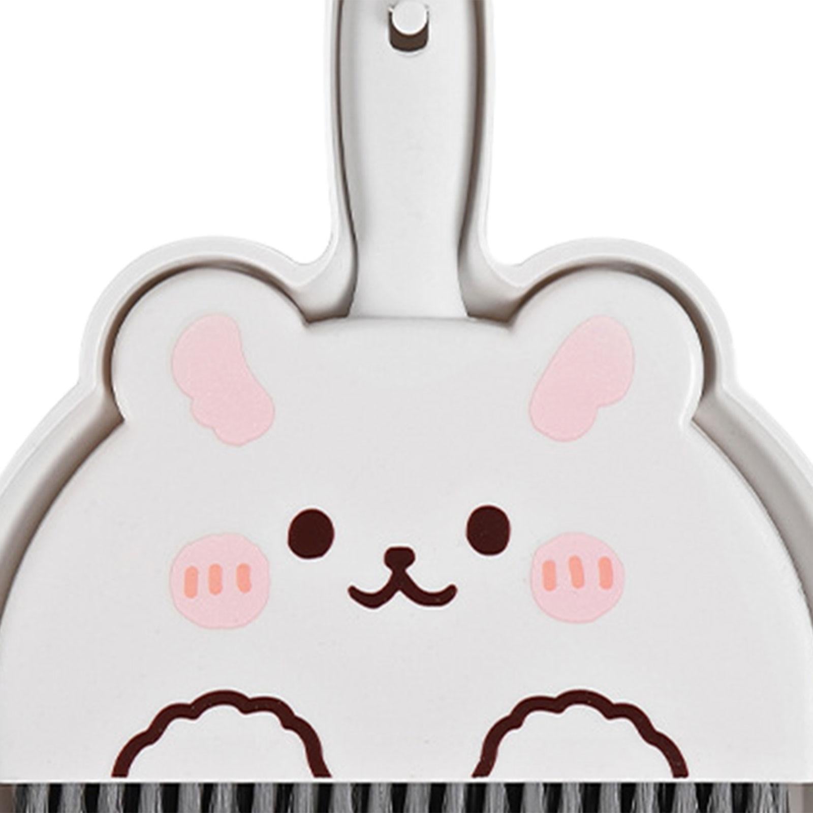 Mini Dustpan and Brush Set Compact Cleaning Set Portable Small white bunny Packaging status original