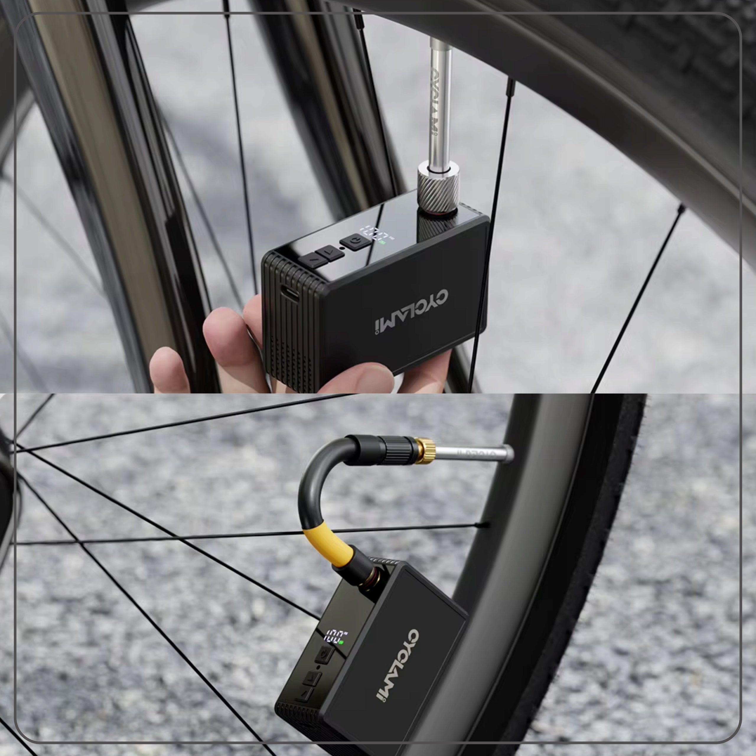 Mini Electric Bicycle Pump Portable Presta FV Schrader AV Compressor Color black