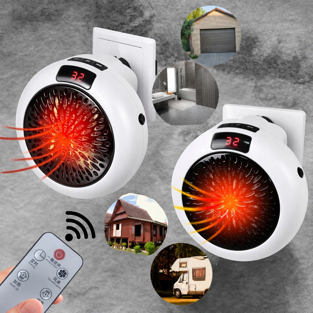 Mini Electric Heater For Socket 900W Farelka Remote Control Thermostat Timer Manufacturer code 9685ED