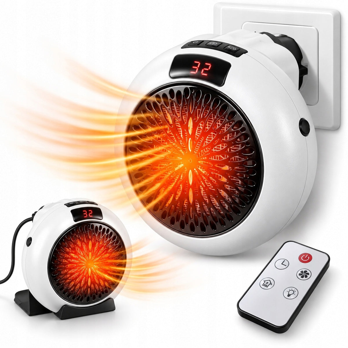 Mini Electric Heater For Socket 900W Farelka Remote Control Thermostat Timer