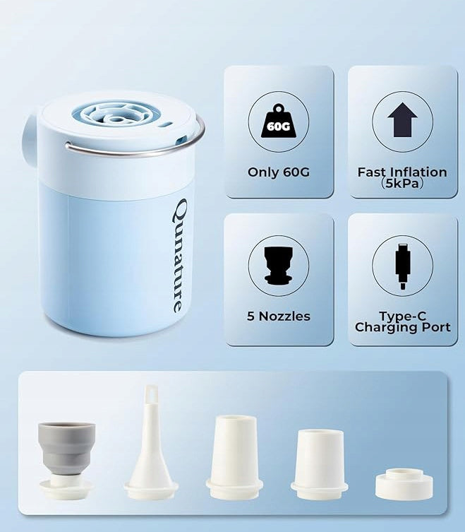 Mini Electric Pump 2in1 5kPa 400L/min 1500mAh+LED QUNATURE 600109002 BL Kind electric