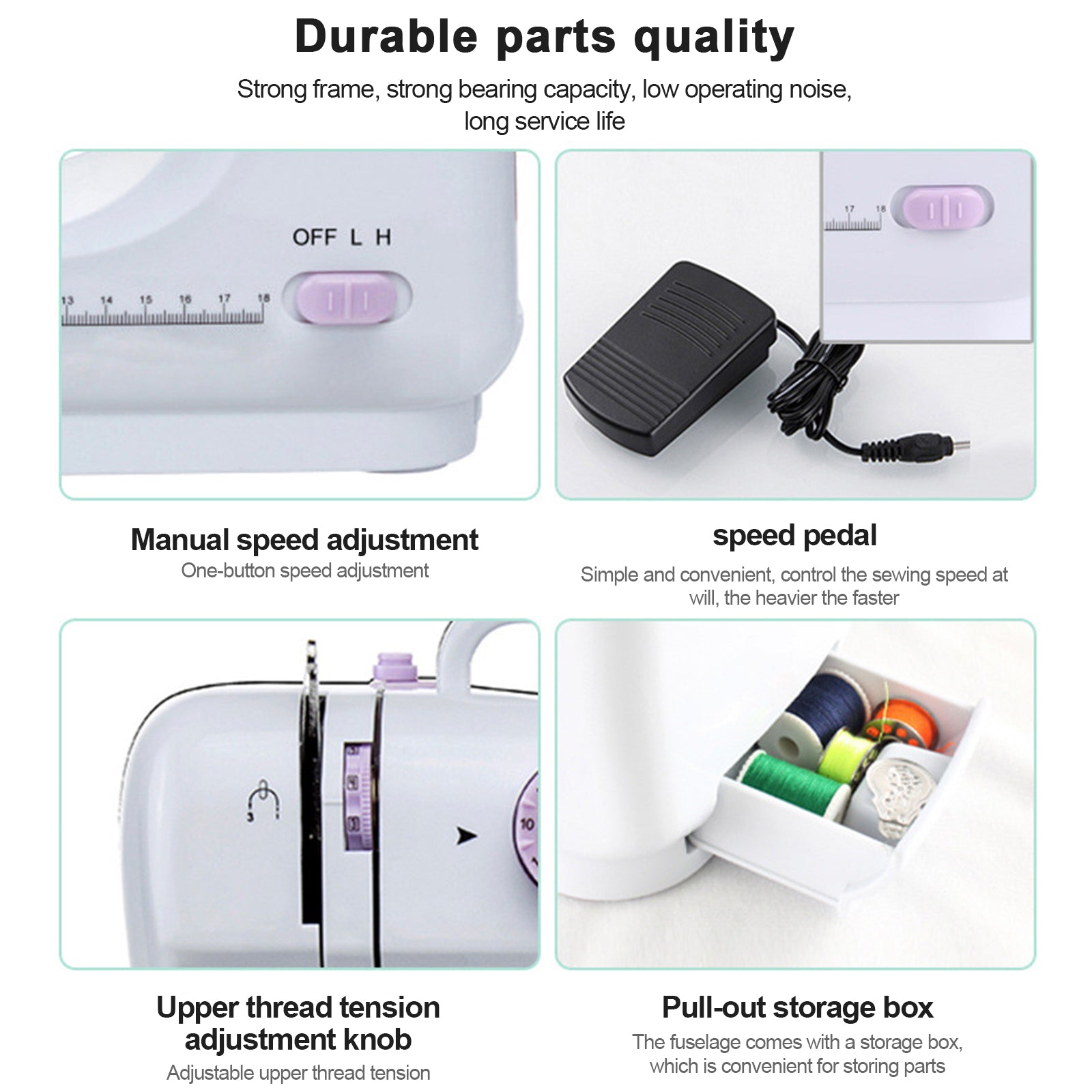 Mini Electric Sewing Machine, 12 Stitches, Double Thread, EU 220V Material metal