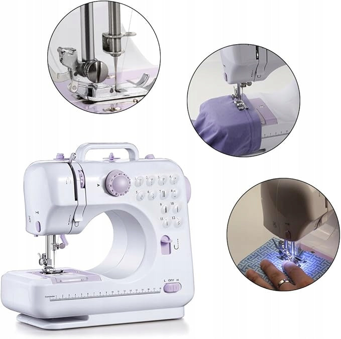 Mini Electric Sewing Machine, 12 Stitches, Double Thread, EU 220V Model Przenośna