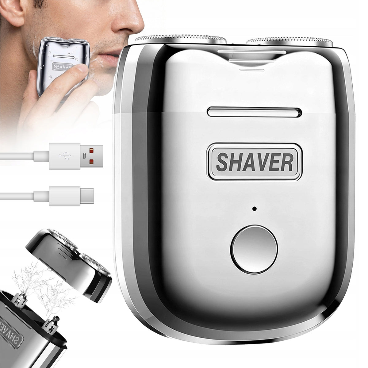 Mini Electric Shaver Wireless For Beard Double Blades