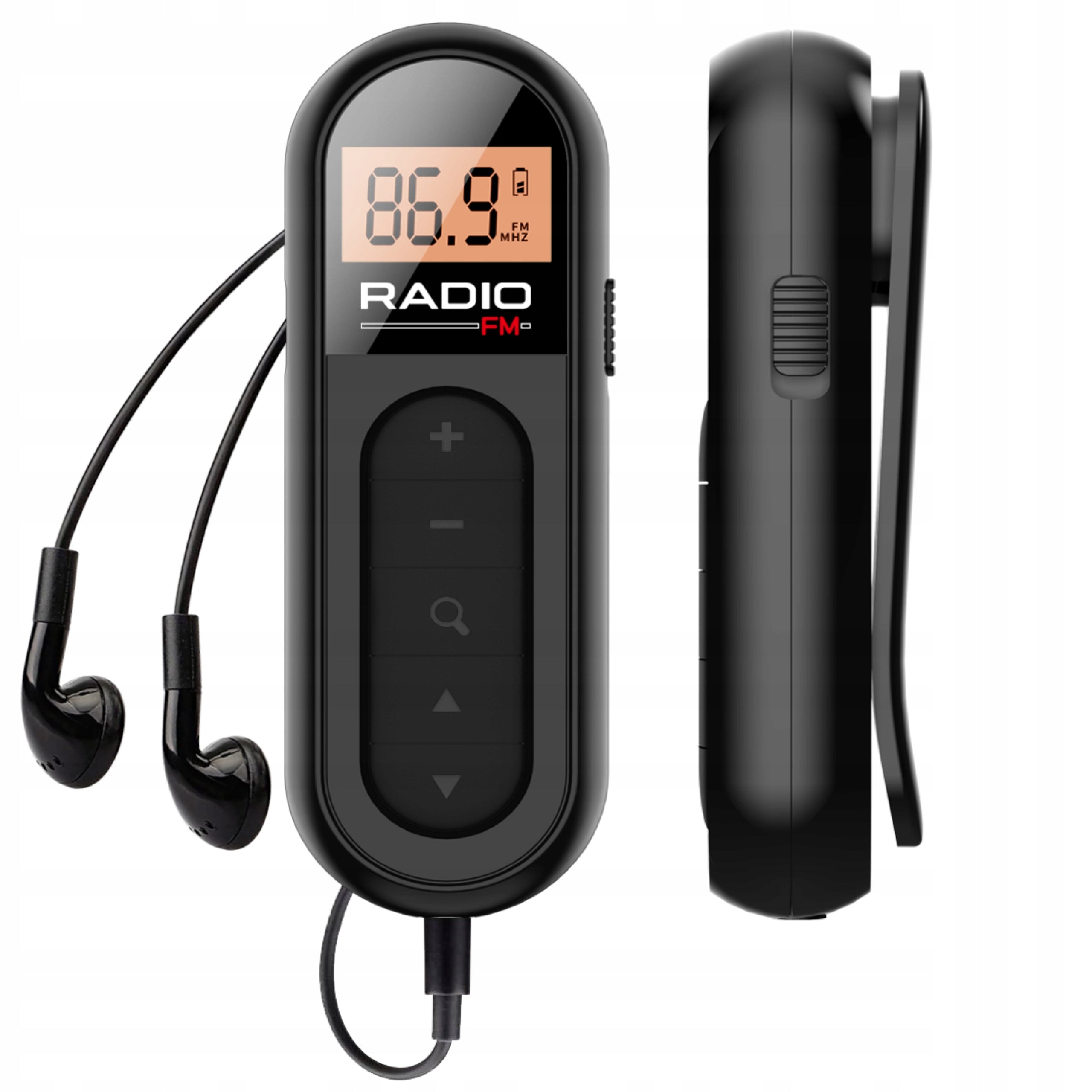 Mini FM Radio with Wired Headphones – Portable for Running Training Manufacturer code MINI RADIO FM + SŁUCHAWKI