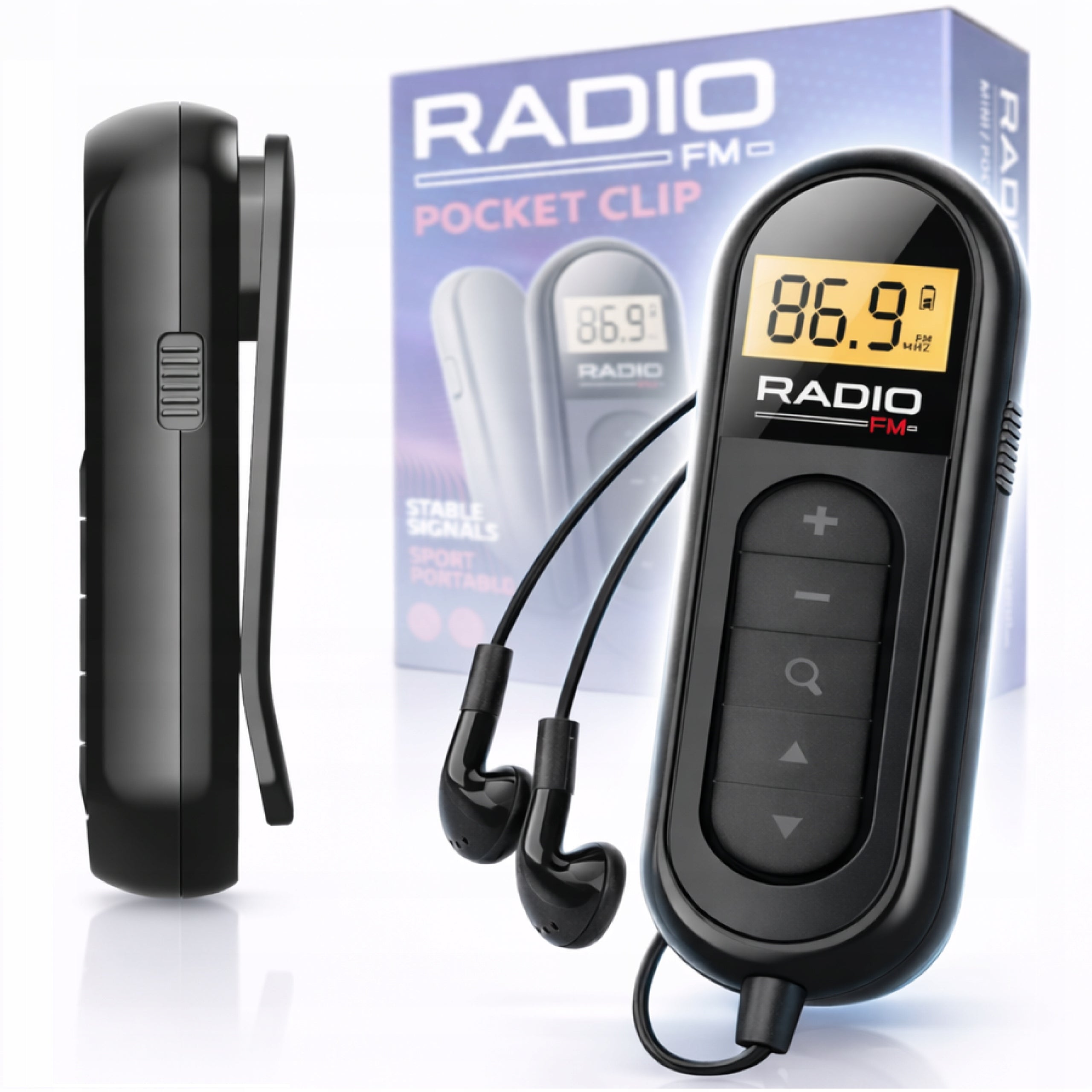 Mini FM Radio with Wired Headphones – Portable for Running Training