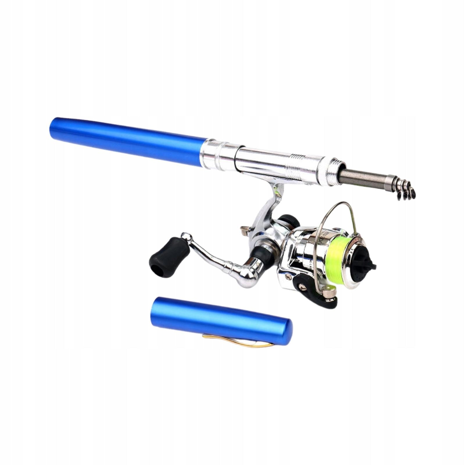 Mini Fishing Rod and Reel Mini Pen Fishing Pole Pocket Compact for Blue