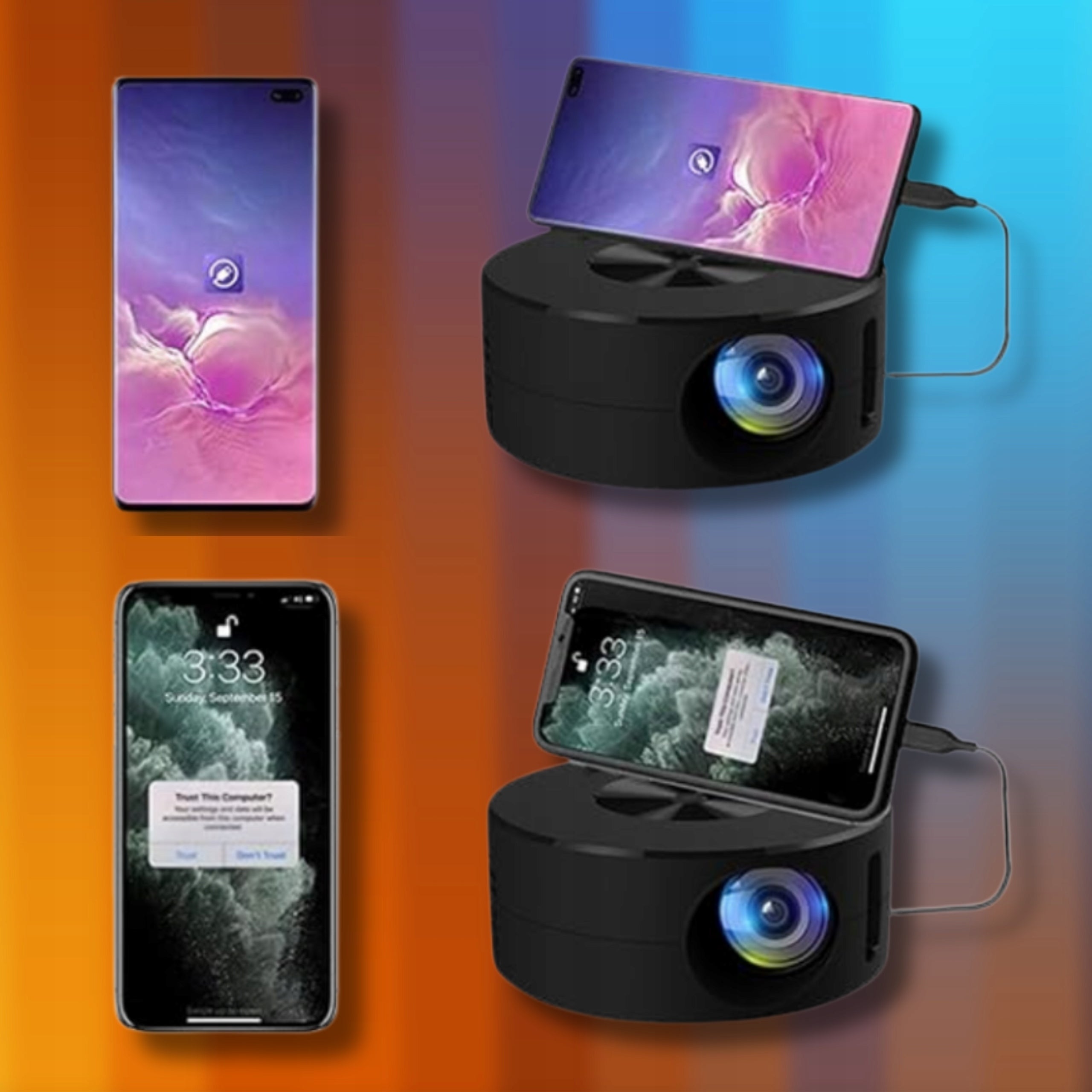 Mini Full HD LED Projector 1080p Smart Portable Bluetooth Battery Android Model Mini projektor led rzutnik przenośny