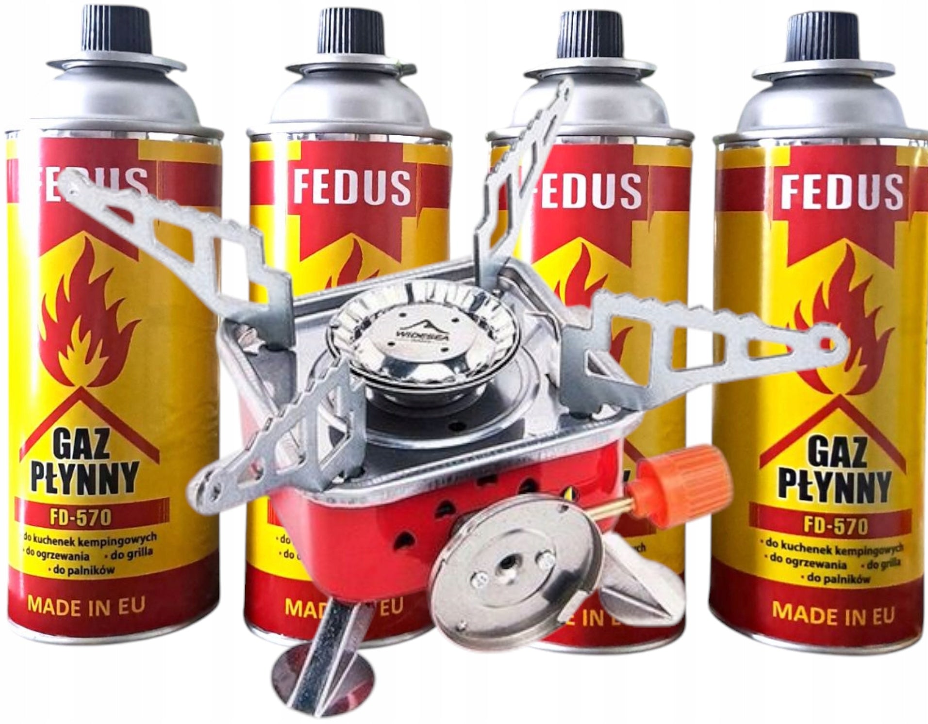 Mini Gas Stove Tourist Portable Folding 4 Cartridges 400 ml Fedus