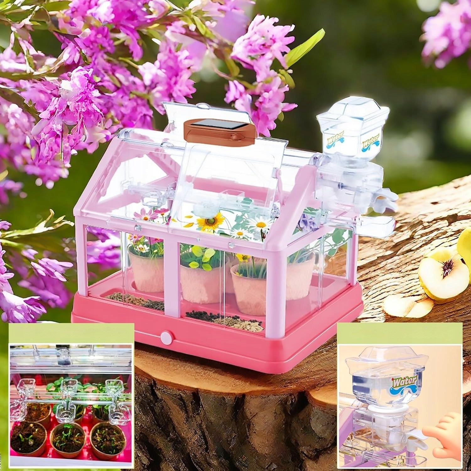 Mini Greenhouse DIY Plant Growing Kit Kids Educational Garden Flowers Manufacturer code Mini Ogródek Hodowla Roślin Zabawa Nauka LED