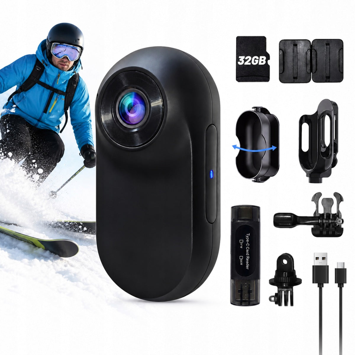 Mini HD 1080P Action Camera with Thumb on Bike 32GB