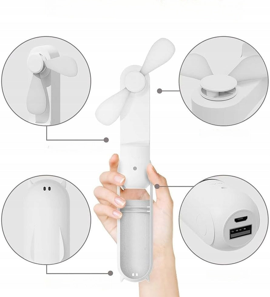 Mini Handheld Fan Folding USB Rechargeable 3 Speeds Cute Manufacturer code Wentylator Kotek