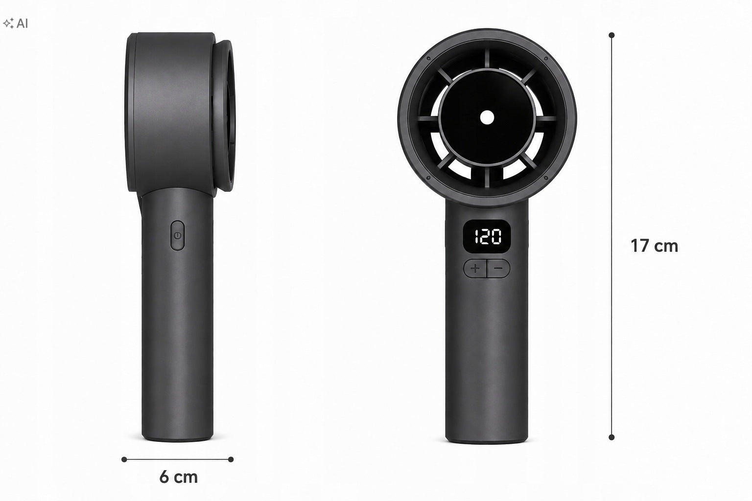 Mini Handheld Fan Turbo USB-C 120 Speed LED Display Grey Packaging status original