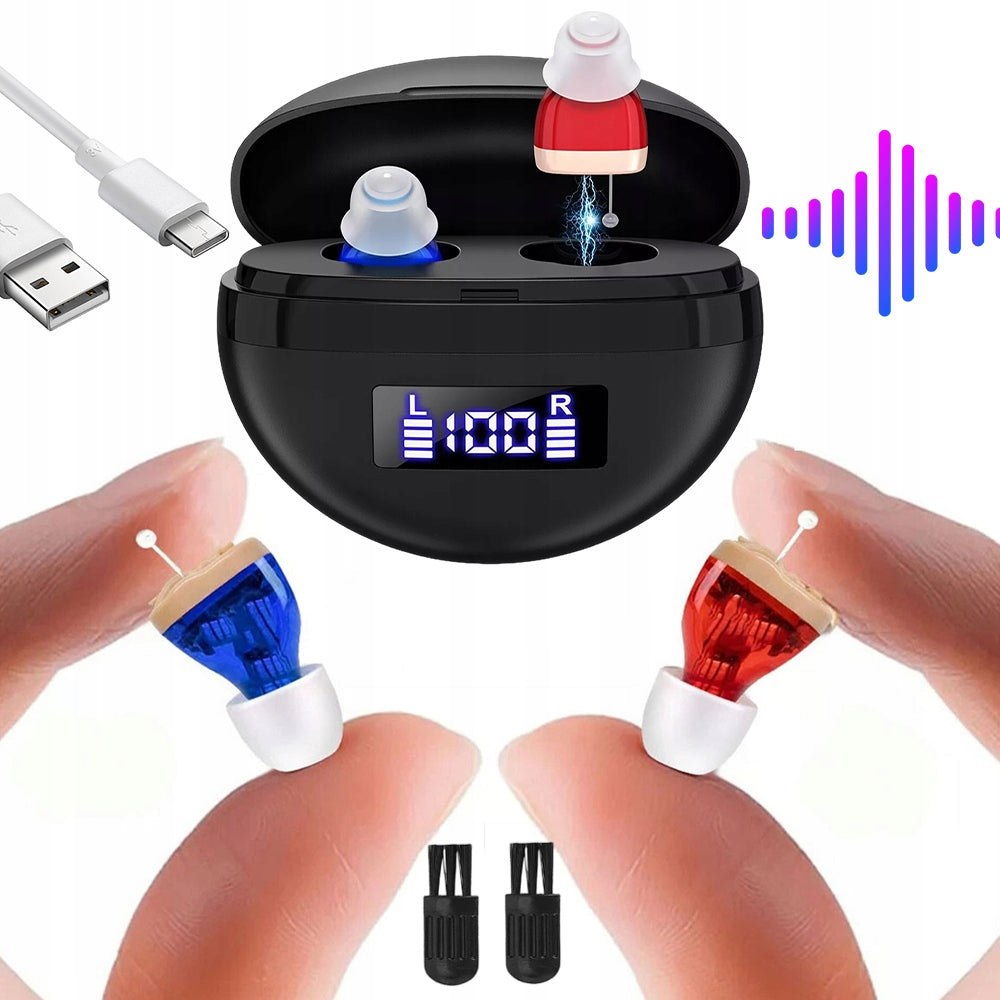 Mini Hearing Aid Digital Amplifier 22dB Volume Control Red