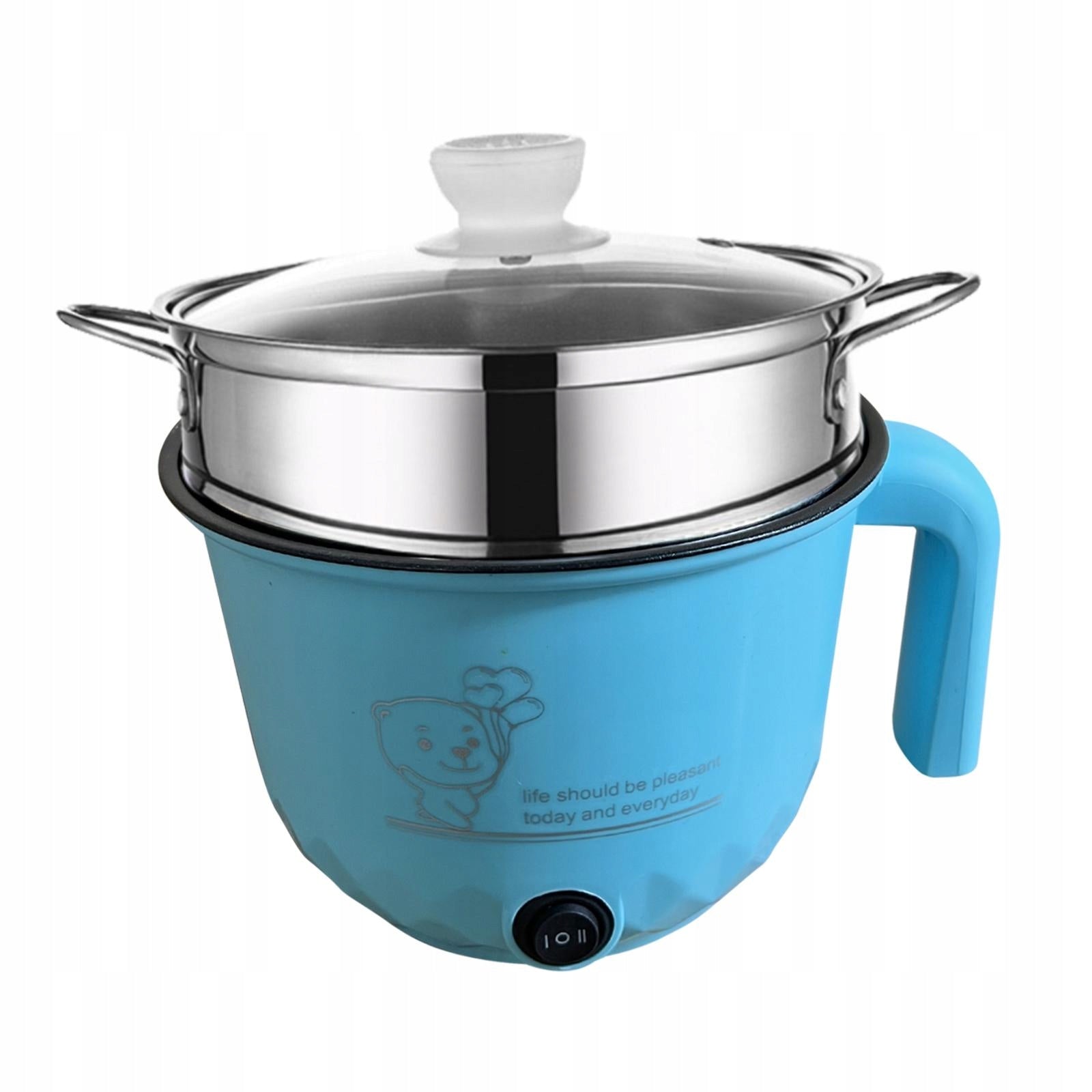 Mini Hot Pot Nonstick Dry Protection Household Stainless with steamer Blue Brand no brand