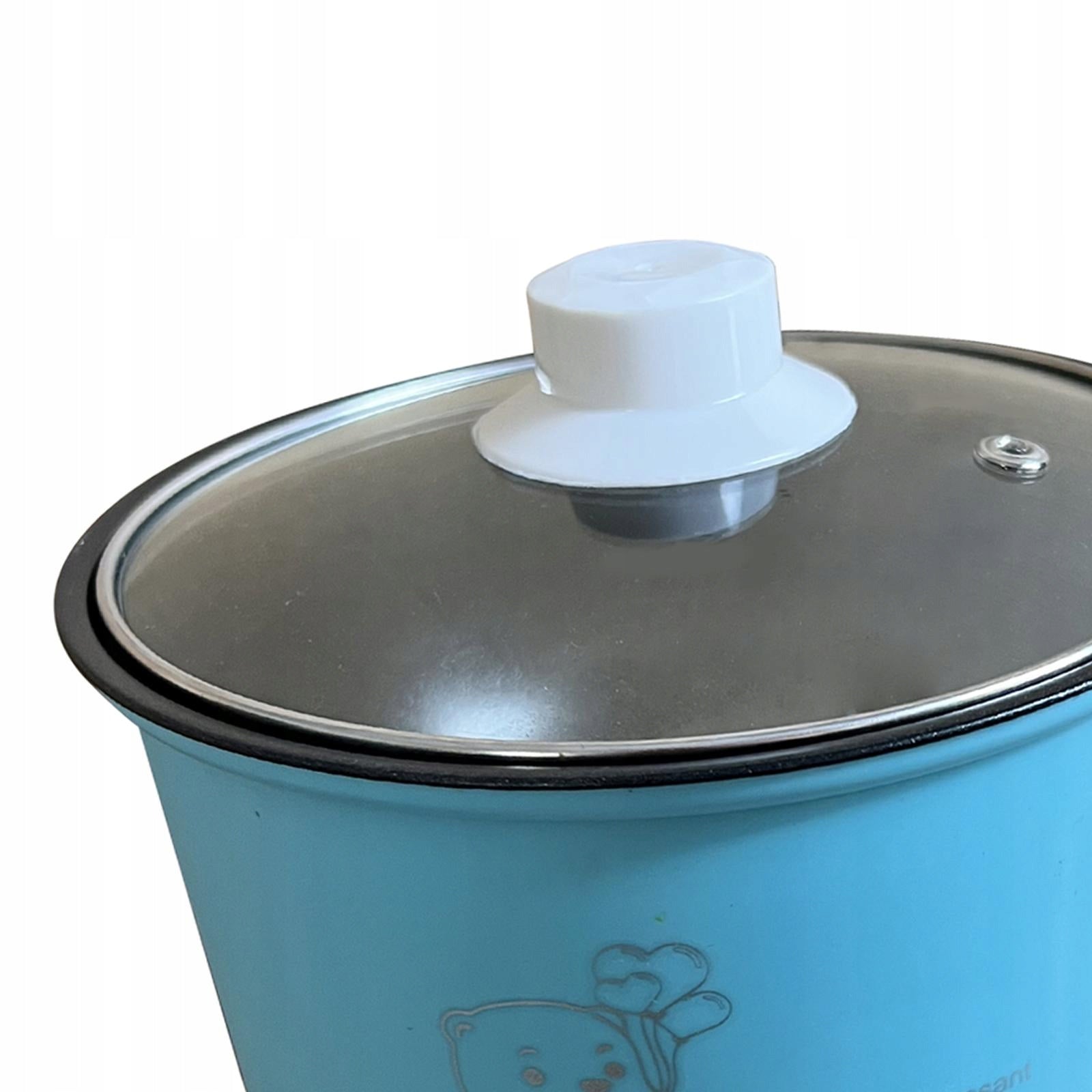 Mini Hot Pot Nonstick Multifunctional 1.8L Noodles Cooker Stainless Blue Packaging status original