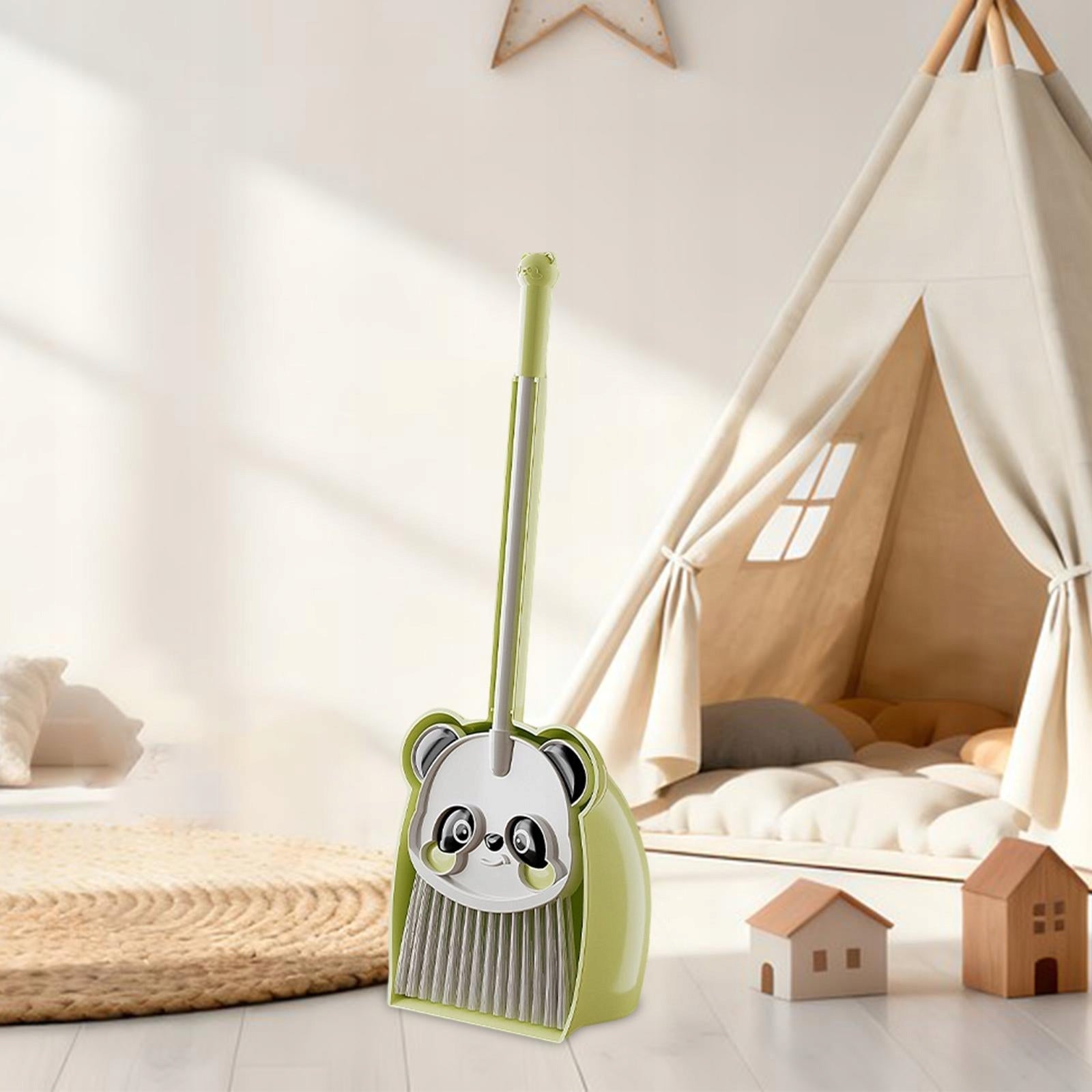 Mini Kids Broom Dustpan House Cleaning Children Sweeping House Green