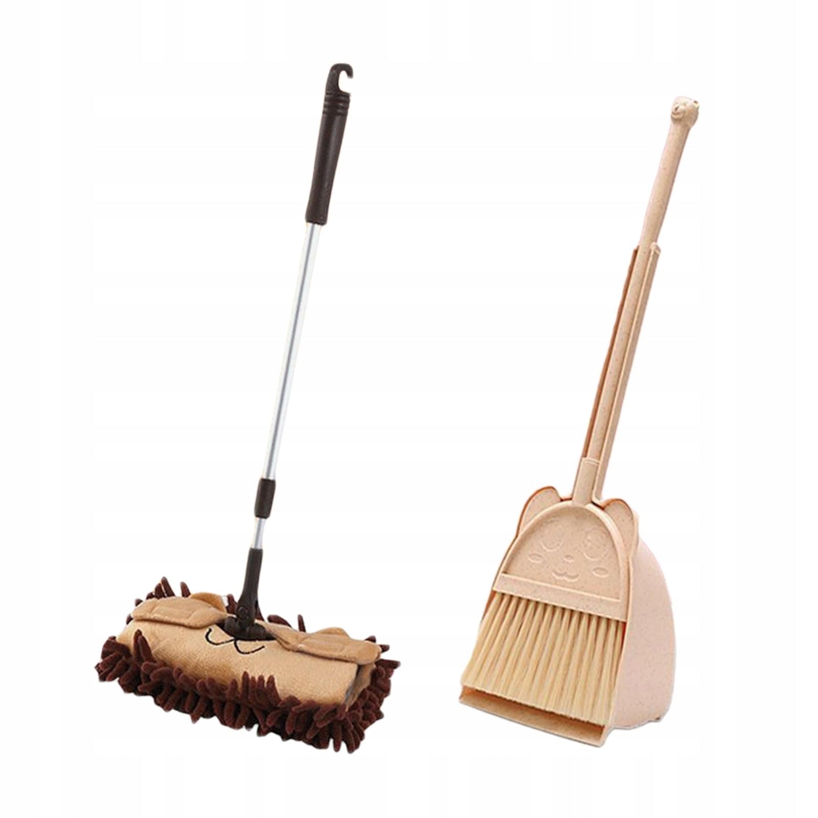 Mini Mop with Dustpan, Toddler Cleaning Toy Set, Children's Beige