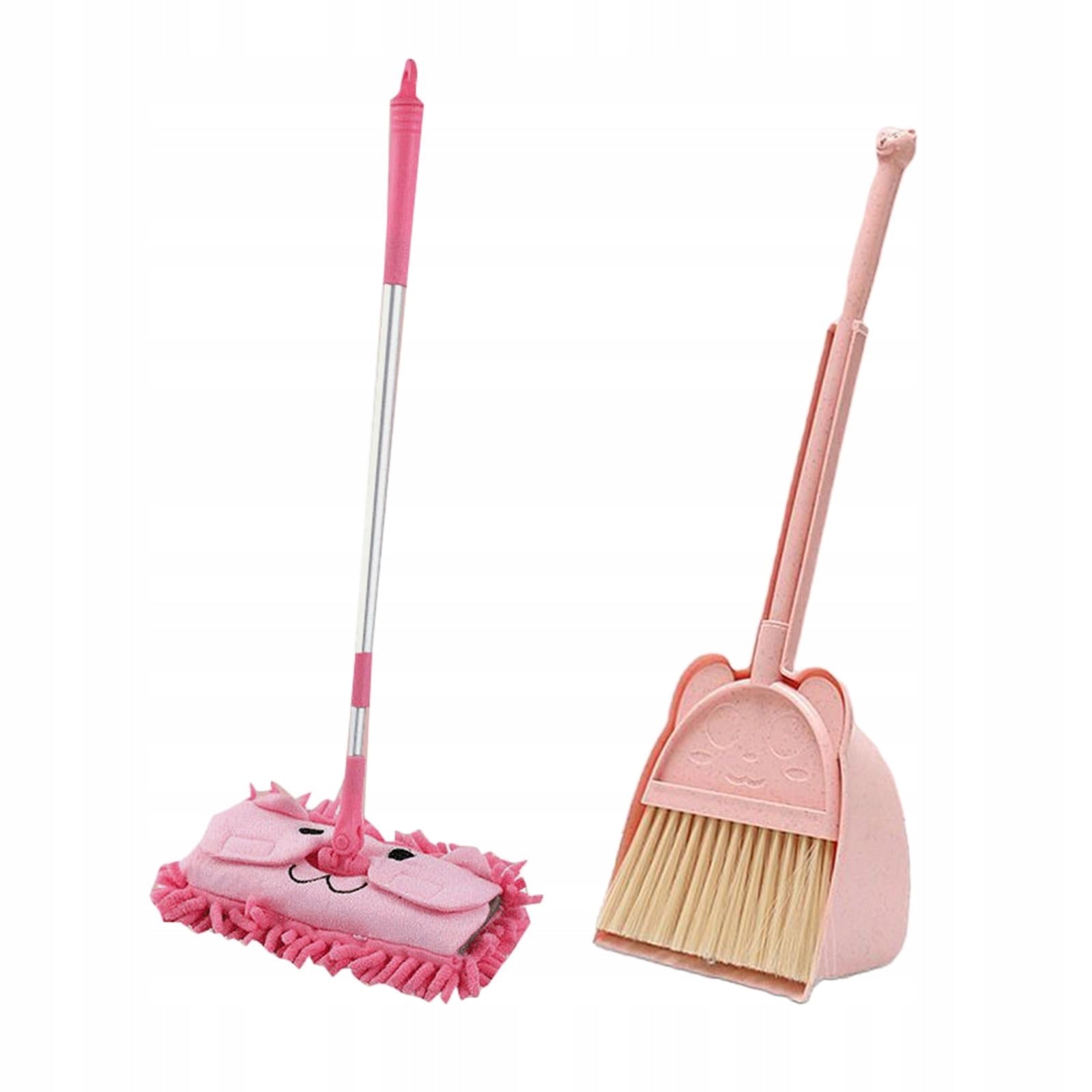 Mini Mop with Dustpan, Toddler Cleaning Toy Set, Children's Pink