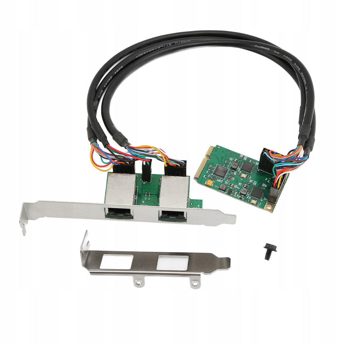 Mini PCI-E network card with two 10/100/1000 Mbps RJ45 Ethernet ports
