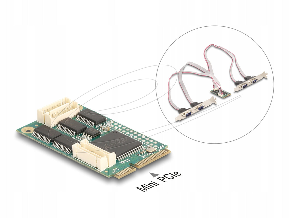 Mini PCIe card full size 4x serial port RS-232 Delock 95278