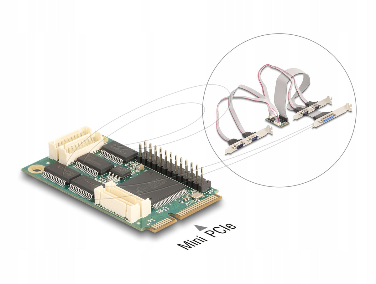Mini PCIe full size 4x RS-232 card and 1x Delock 95279 parallel port
