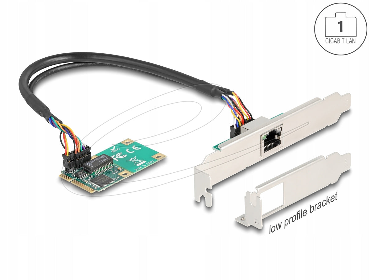 Mini PCIe full size card 1x RJ45 Gigabit LAN Delock 95268