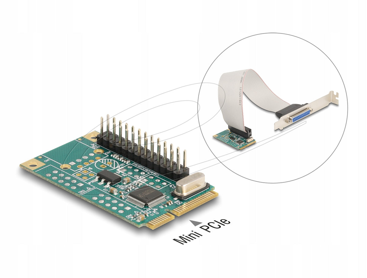 Mini PCIe full size card 1x parallel port Delock 95275