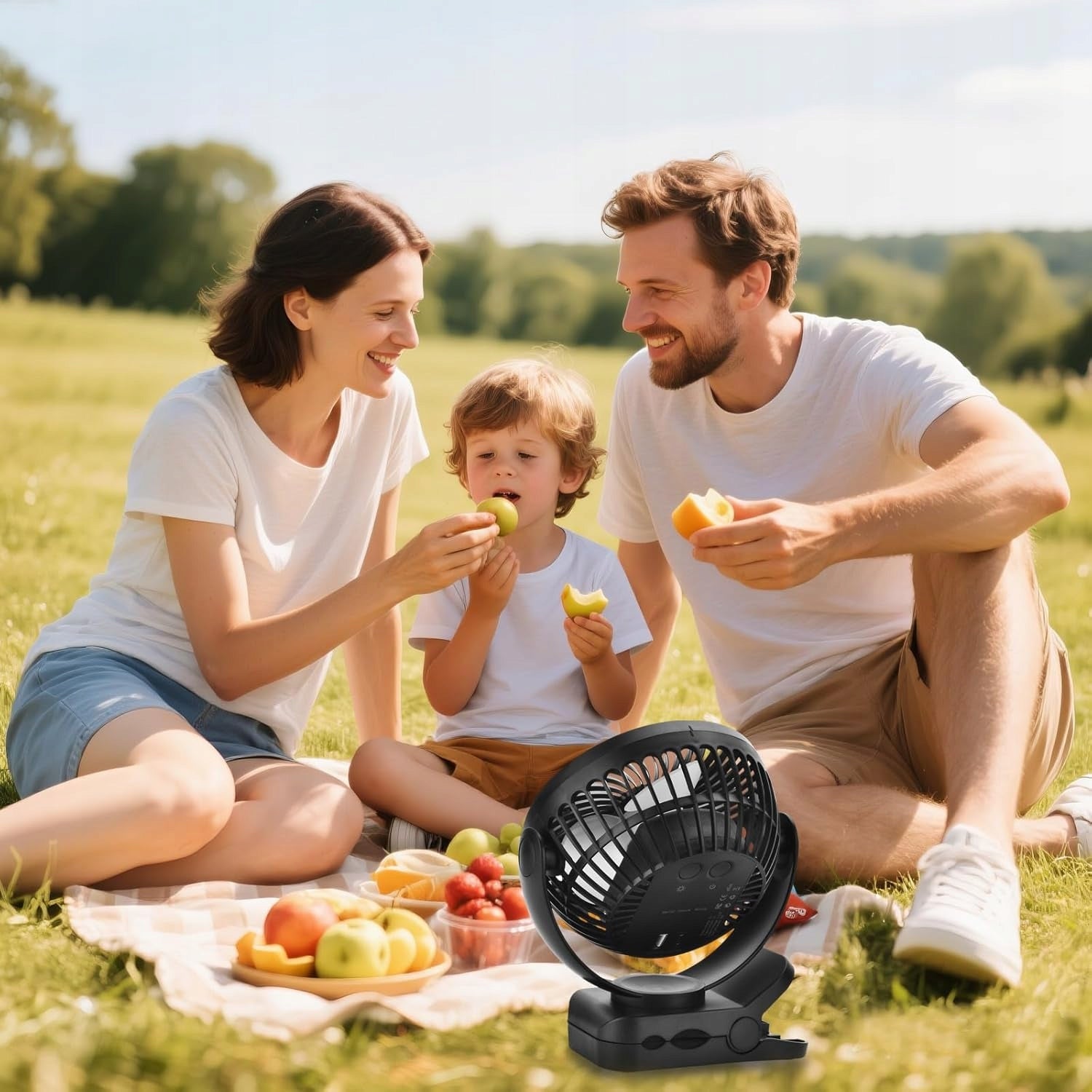Mini Portable Desk Table Fan Black 3 Speeds 12000mAh Packaging status original