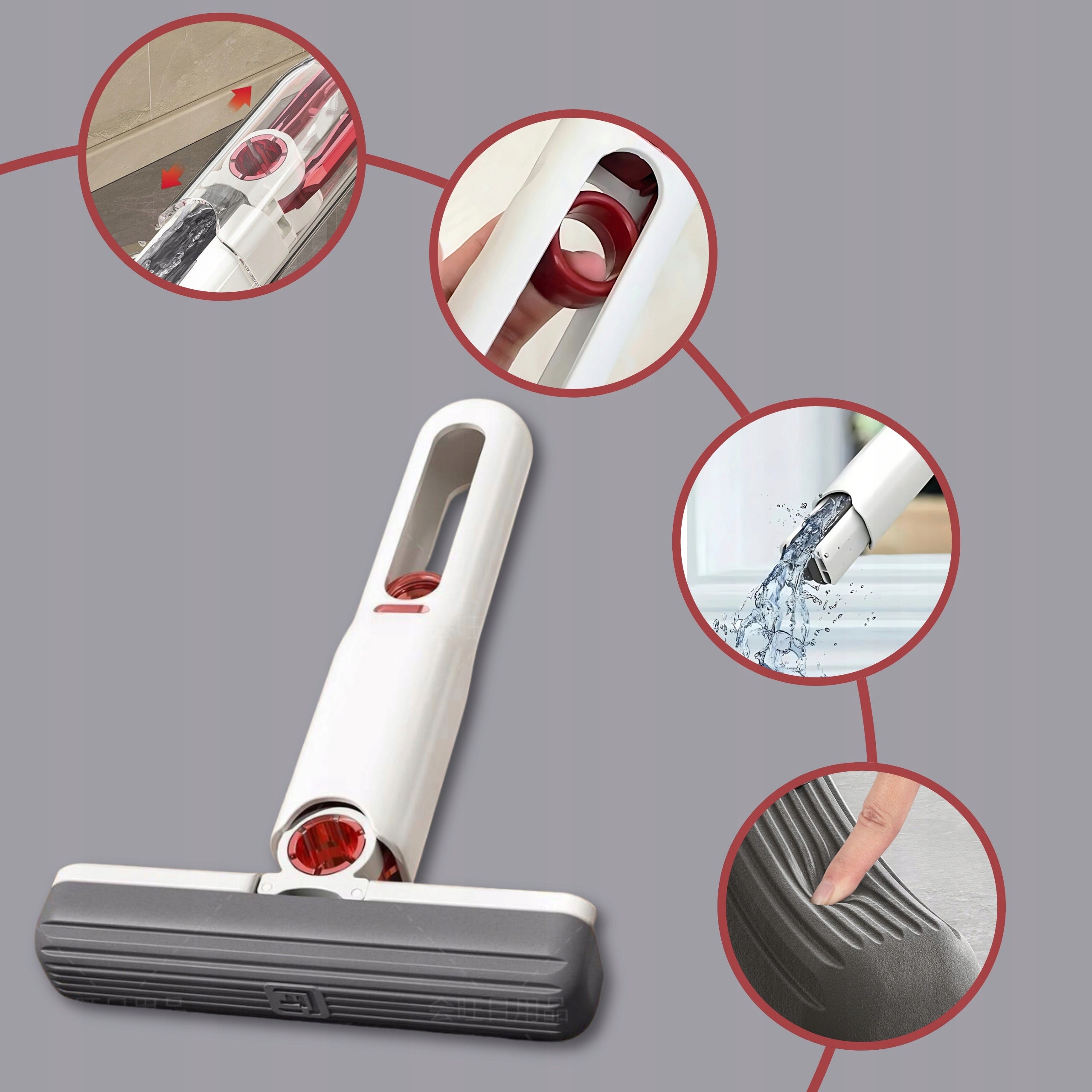 Mini Portable Mop with Handheld Absorbent Squeezer for Countertop and Kitchen Glass Manufacturer code Mini Mop Płaski z Wyciskaczem Biały Skuteczny
