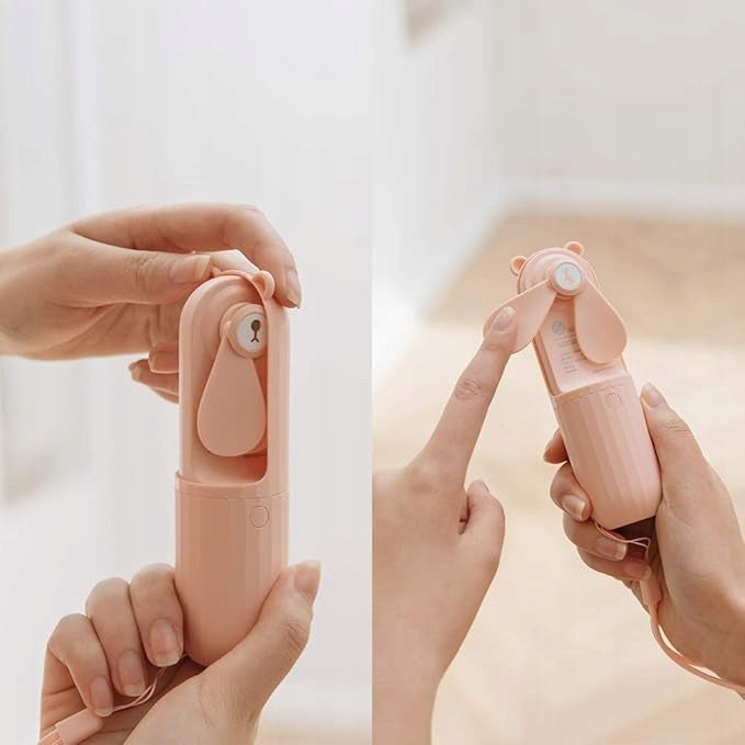 Mini Portable USB Rechargeable Handheld Windmill with Bow Pink 2500 mAh Brand no brand