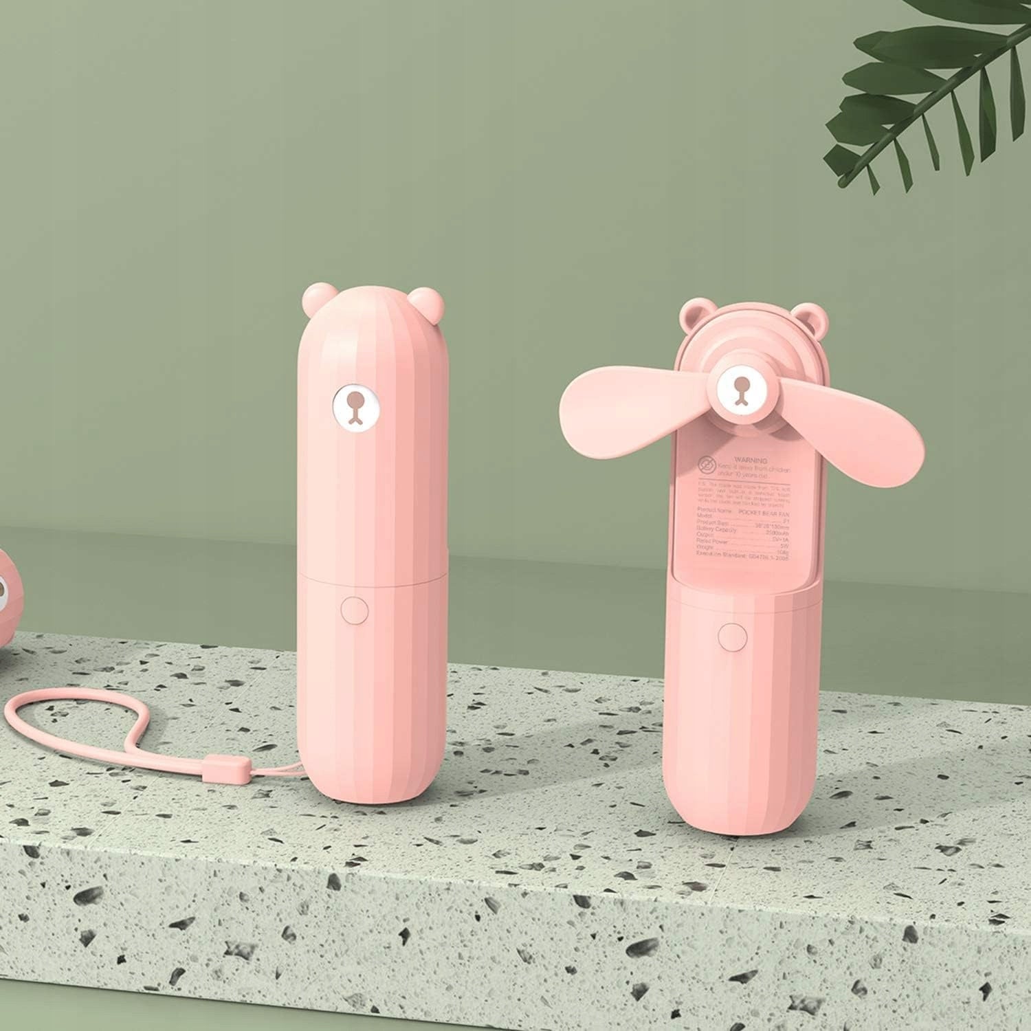 Mini Portable USB Rechargeable Handheld Windmill with Bow Pink 2500 mAh Model MINI