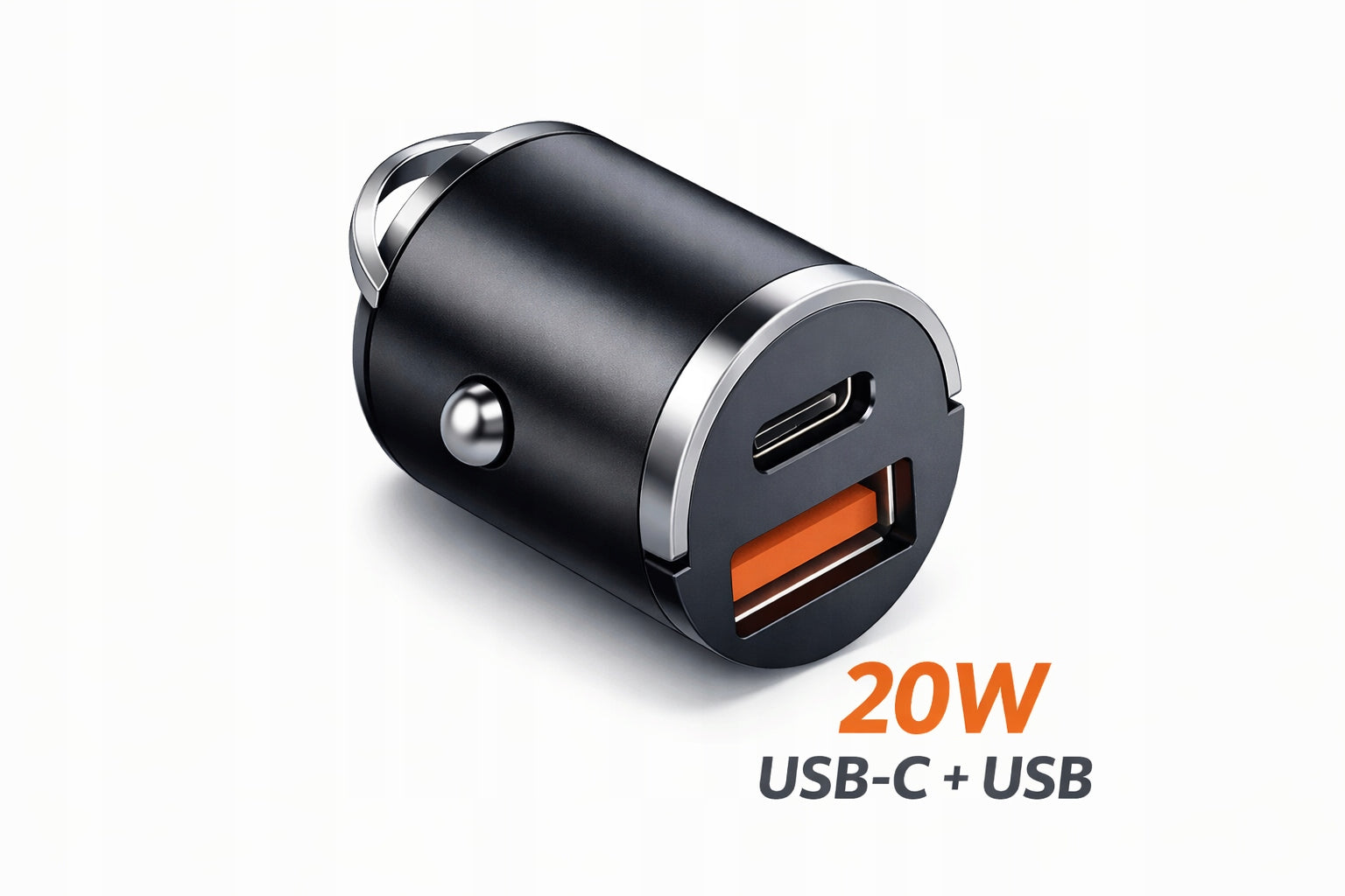 Mini Powerful Car Charger 20W USB-C USB-A Fast 12V 24V Metal Packaging status original