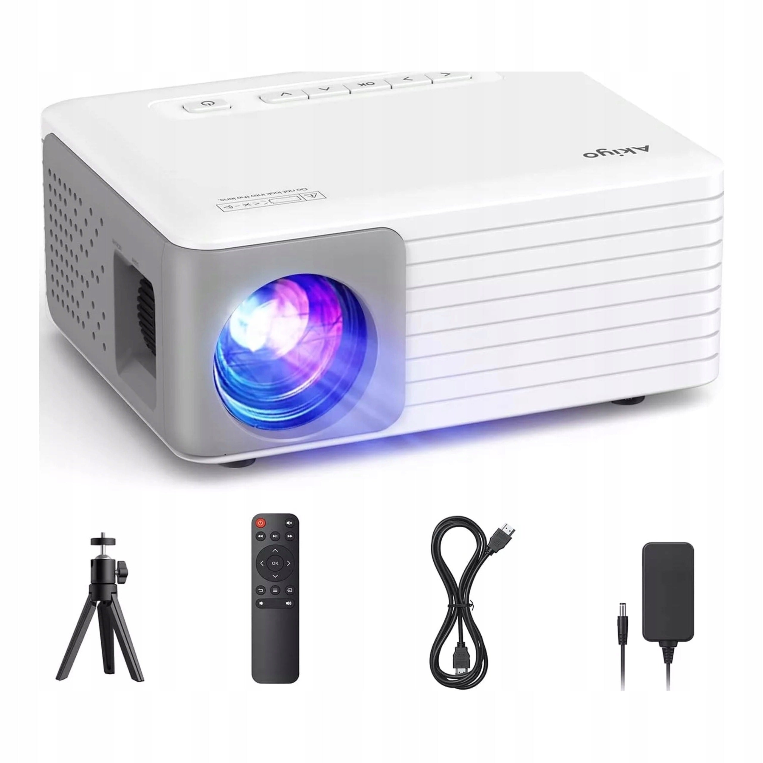 Mini Projector AKIYO O1 480P Full HD HDMI USB Firestick Tripod Remote Control