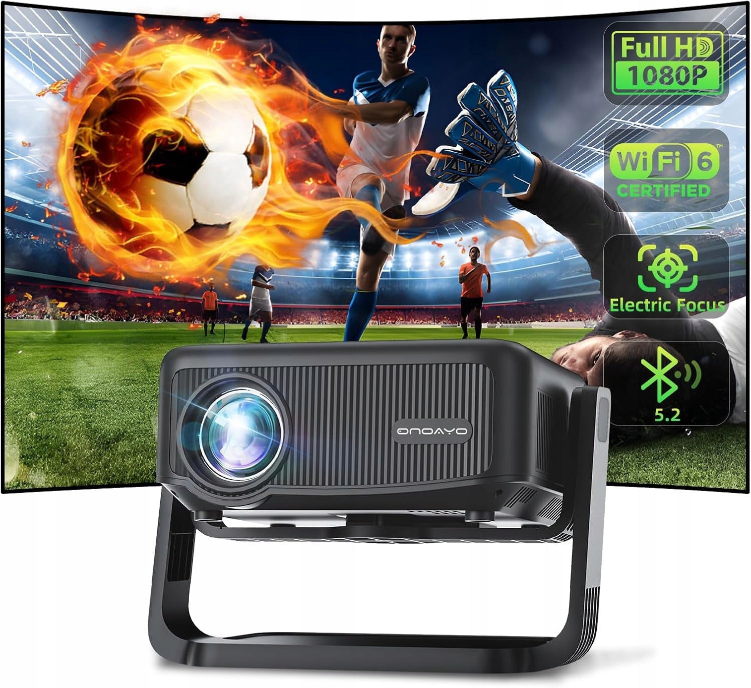Mini Projektor 360° Rotatable 25000LM 1080P HD WiFi6 Bluetooth ONOAYO 4K