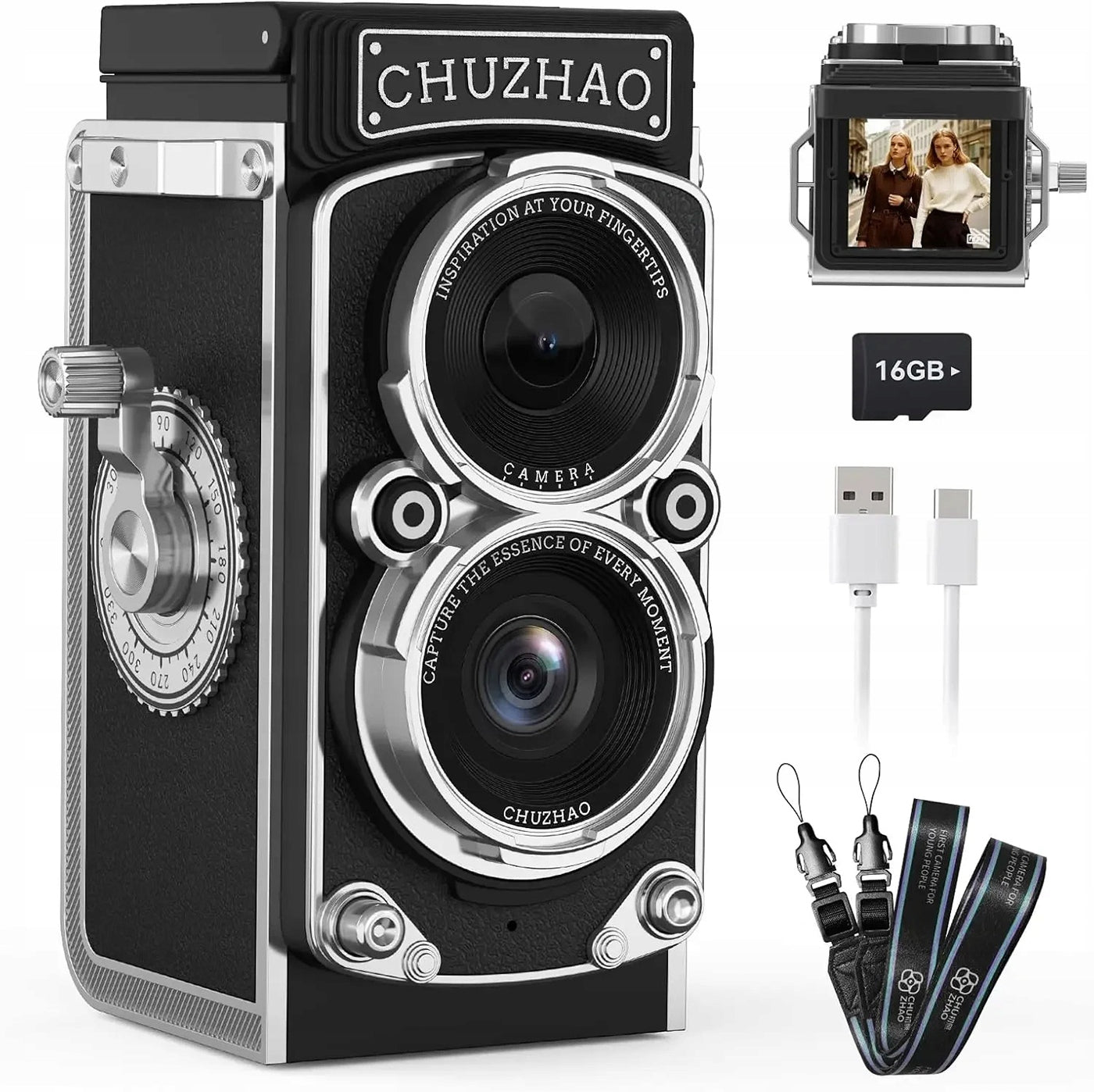 Mini Retro Digital Camera 12MP 1080P Autofocus SD Card 16GB