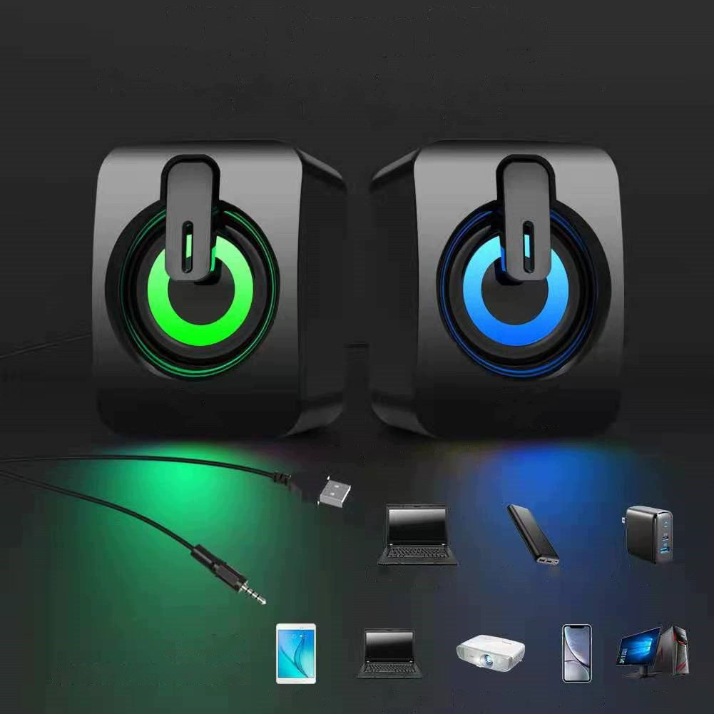 Mini Speaker, Compact RGB Stereo Speakers USB AUX Desktop Speakers Model other