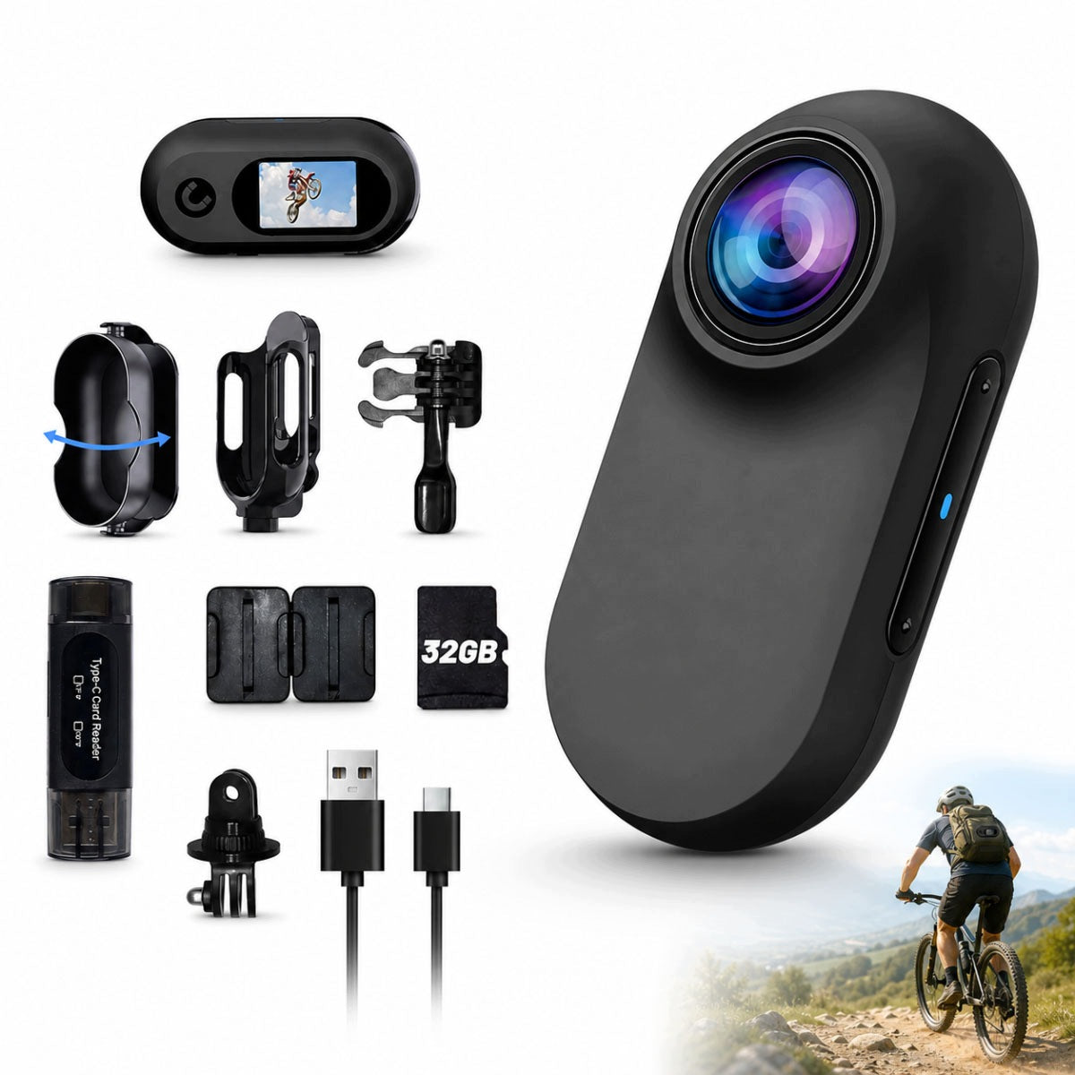Mini Sports Camera 1080P Waterproof Application Kit Holder Clip