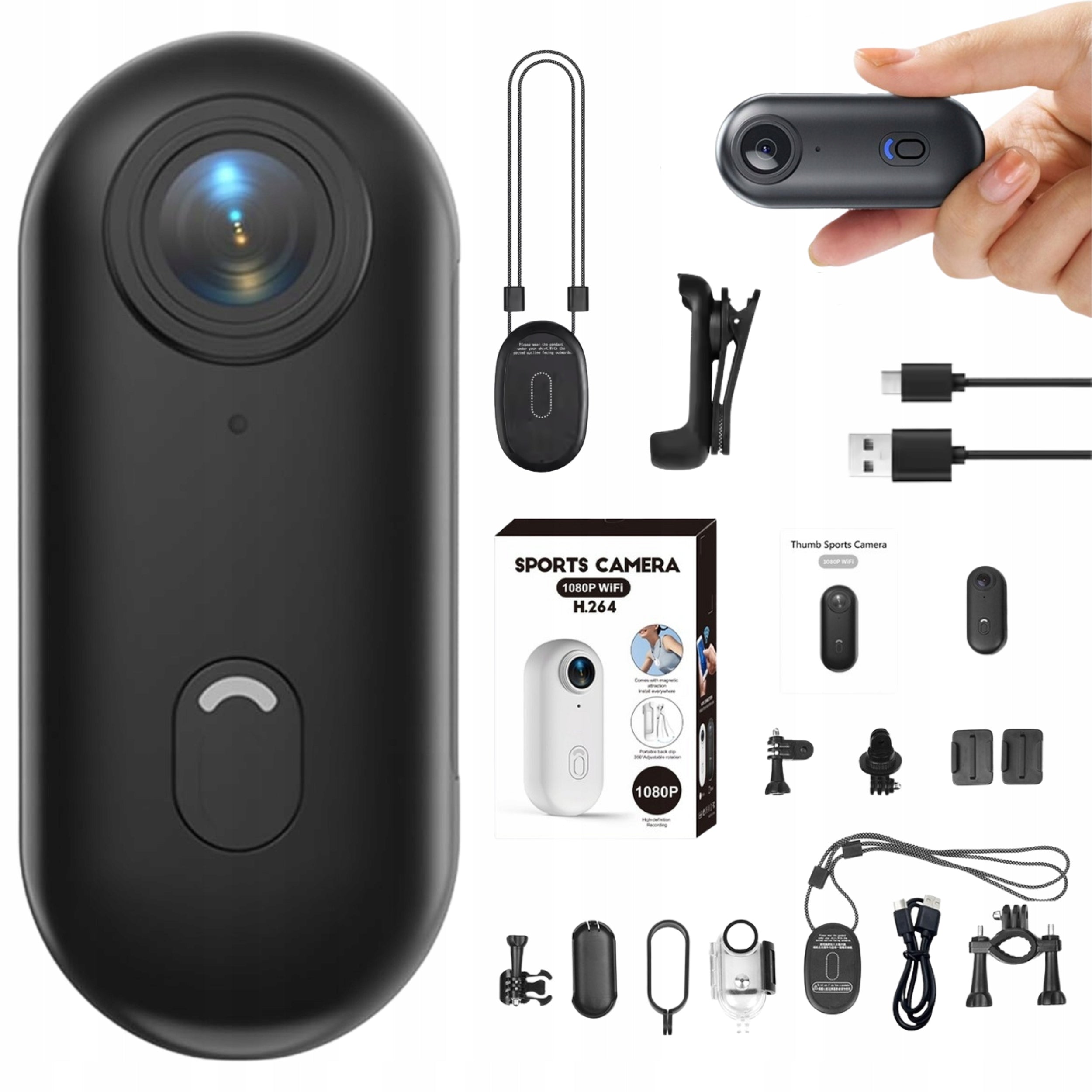 Mini Sports Camera WiFi Full HD 1080p Waterproof Magnetic 140° BLACK